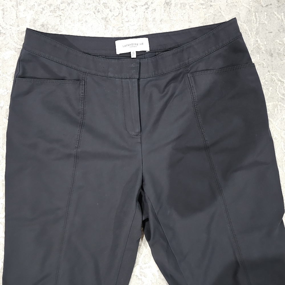 Lafayette 148 Black Tapered Split Hem Ankle pants Trousers size 10 - Picture 2 of 8